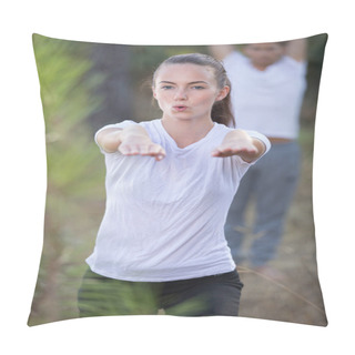 Personality  Couple Outdoors Exercising And Couple Pillow Covers