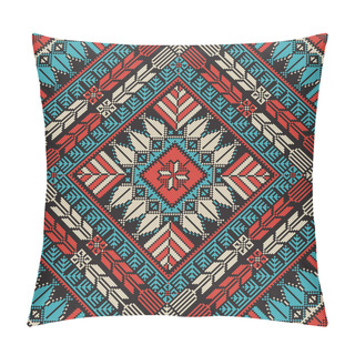 Personality  Traditional Palestinian Embroidery Pattern In Colors, Editable Vector Composition Pillow Covers