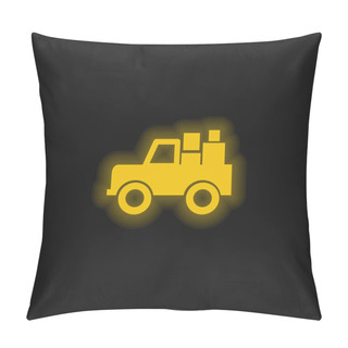 Personality  All Terrain Vehicle With Cargo Yellow Glowing Neon Icon Pillow Covers