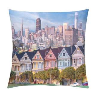 Personality  Painted Ladies Victorian Houses Row At Alamo Square - San Francisco, California, USA Pillow Covers