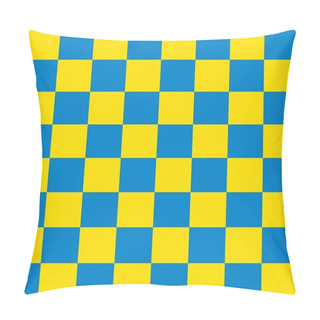 Personality  Checkerboard 8 By 8. Blue And Yellow Colors Of Checkerboard. Chessboard, Checkerboard Texture. Squares Pattern. Background. Repeatable Texture. Pillow Covers