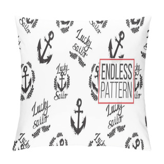 Personality  Lucky Sailors Seamless Pattern. Vector Illustration Pillow Covers