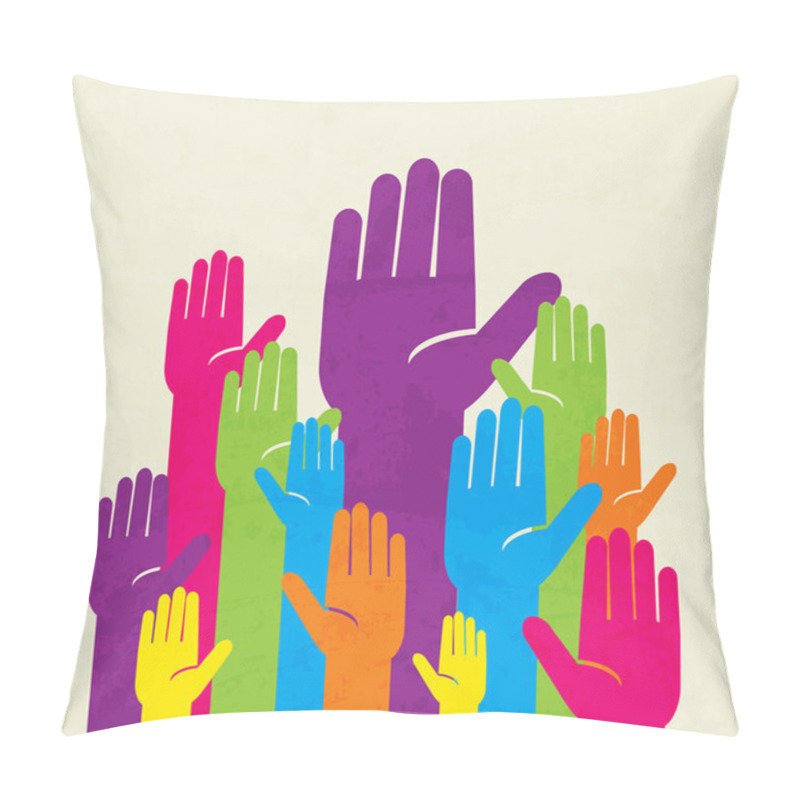 Personality  colorful up hand. concept of democracy pillow covers