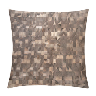 Personality  Background. Checkered Board Made Of Small Squares Of Walnut Wood. Pillow Covers