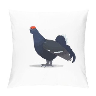 Personality  Capercaillie Blackcock Vector Flat Wild Bird Icon Pillow Covers
