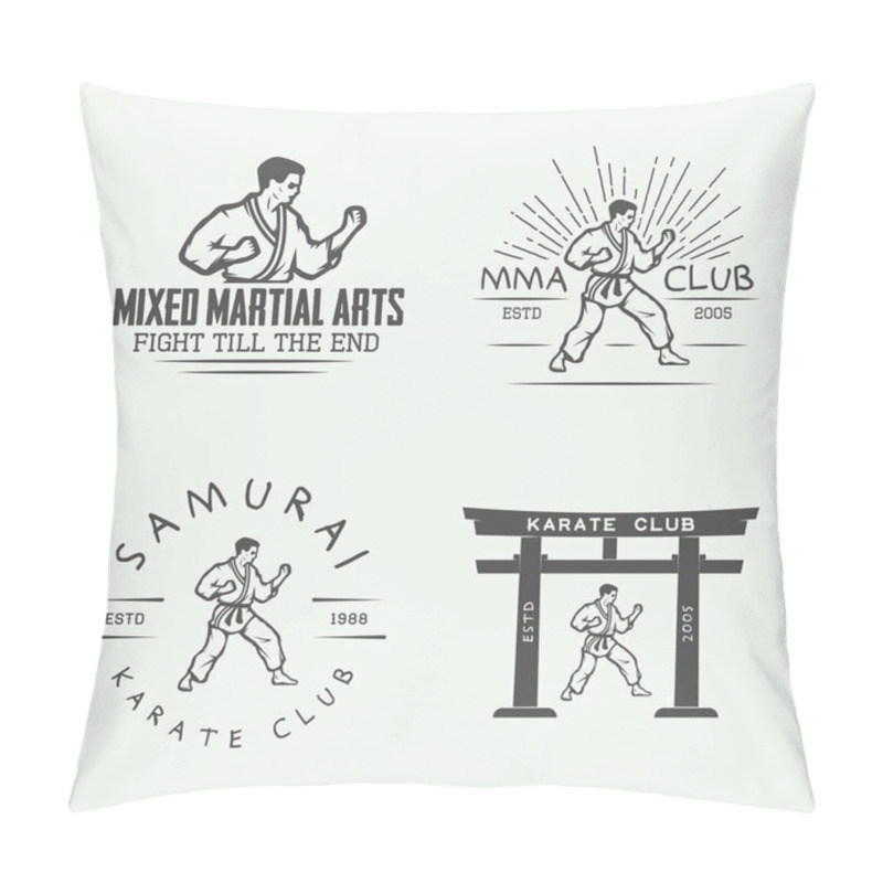 Personality  Set of vintage karate or martial arts logo pillow covers