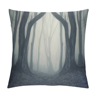 Personality  Halloween In Mysterious Forest With Fog And Spooky Trees Pillow Covers