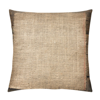 Personality  Burlap Jute Canvas Vintage Background On Wooden Boards Pillow Covers