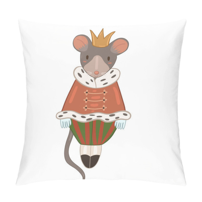 Personality  Mouse king isolated on white background. Vector graphics pillow covers