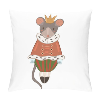 Personality  Mouse King Isolated On White Background. Vector Graphics Pillow Covers