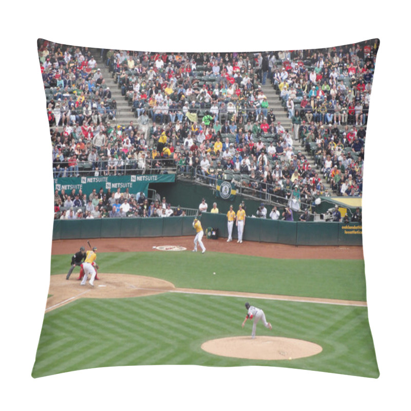 Personality  A's batter Landon Powell waits on incoming pitch from Red Sox Pi pillow covers