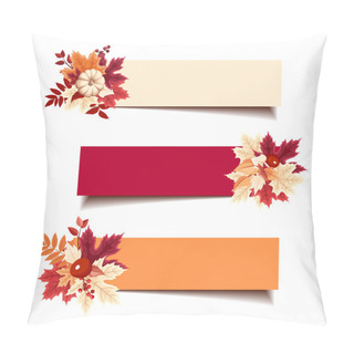 Personality  Vector Banners With Autumn Leaves. Pillow Covers