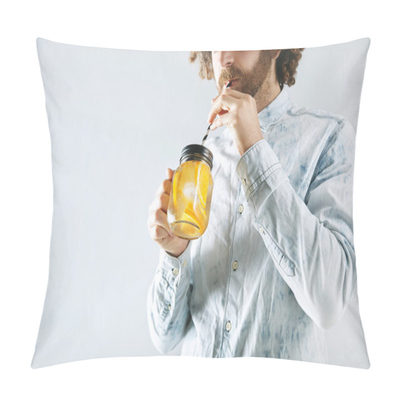 Personality  man drinks fresh lemonade  pillow covers