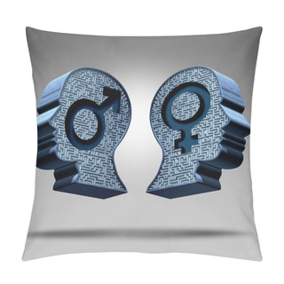 Personality  Gender Identity Of Half Woman And Man Symbol And Transexual Androginy Concept Or Bisexual Identity Idea As A 3D Illustration. Pillow Covers