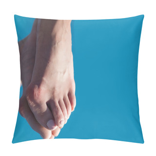 Personality  Bone On Foot Toe Reflecting In Mirror On Blue Pillow Covers