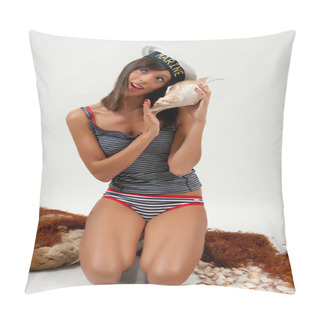 Personality  Sexy Sailor Girl Smiles In Sexy Lingerie With Net And Shells Pillow Covers