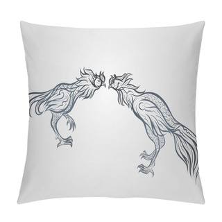 Personality  Fighting Rooster Vector Logo Icon Illustration Pillow Covers