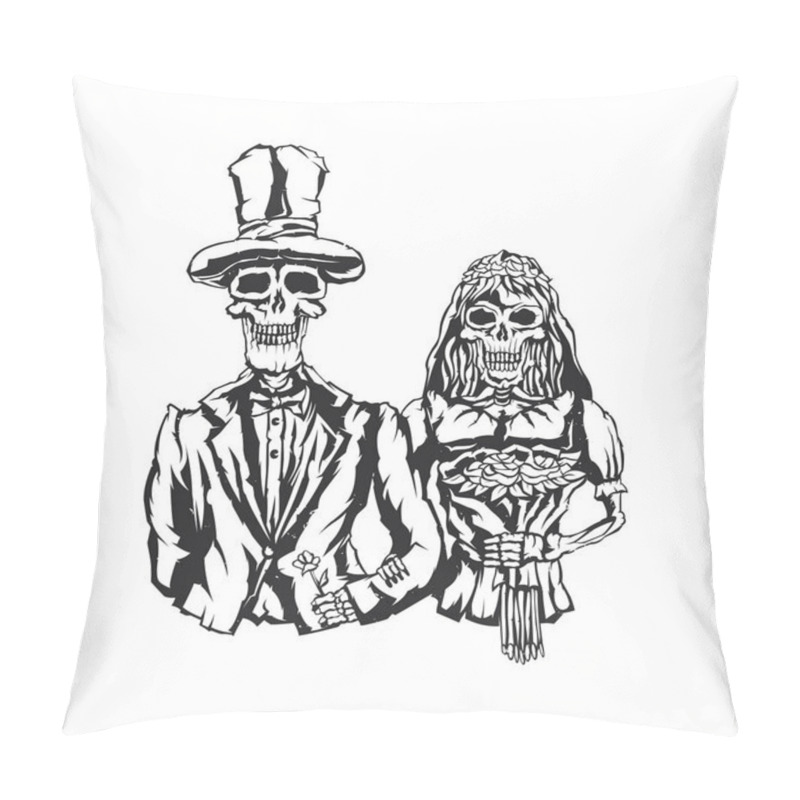 Personality  Isolated illustration of dead bride and groom pillow covers