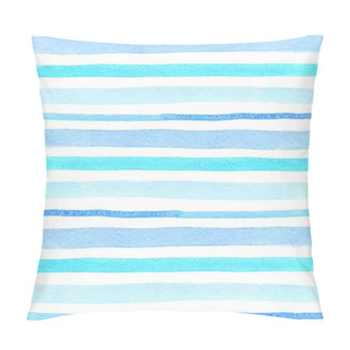 Personality  Watercolor Striped Seamless Pattern With Blue Lines On A White Background. Hand Drawn Vector Illustration Pillow Covers