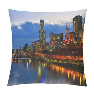 Personality  Downtown Of Melbourne At Night, Yarra River Pillow Covers