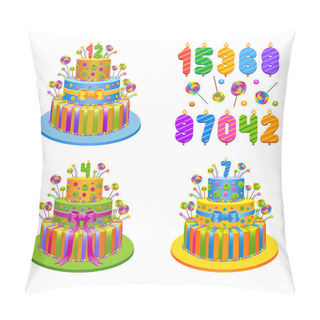Personality  Vector Illustration - Set Of Birthday Pies With Candles Pillow Covers