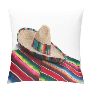 Personality  Serape And Sombrero On A White Background Pillow Covers