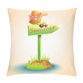 Personality  Arrow Board Summer With Hat And Glasses Pillow Covers