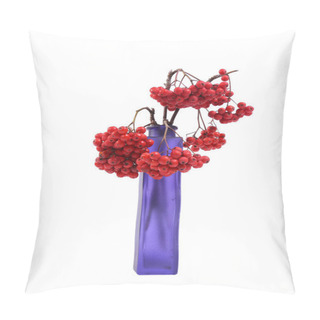 Personality  Red Rowan Berries In A Colored Vase, Isolated On White Background   Pillow Covers