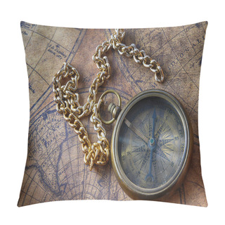 Personality  Compass On Map Pillow Covers