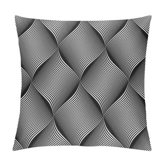 Personality  Seamless Op Art Diamonds Pattern. Wavy Lines Texture. Pillow Covers