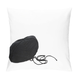 Personality  One Black Yarn Clew Isolated On White With Copy Space Pillow Covers