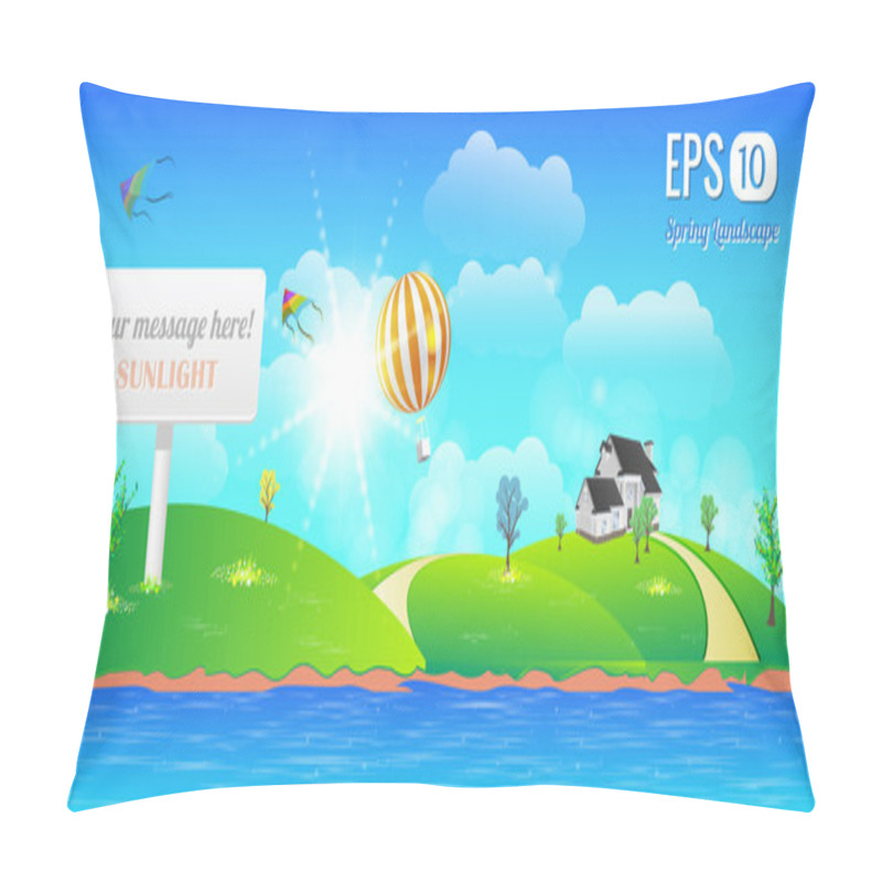 Personality  Beautiful Spring Summer Landscape - Vector Illustration pillow covers