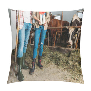 Personality  Farmers With Fresh Milk At Cowshed Pillow Covers