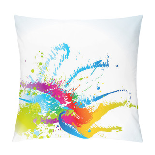 Personality  Background With Colorful Spots And Sprays On A White Pillow Covers
