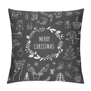 Personality  Merry Christmas - Doodle Xmas Symbols, Hand Drawn Illustrations Pillow Covers