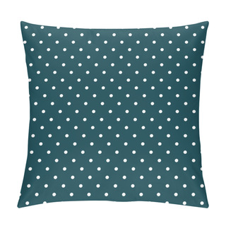 Personality  White Polka Dots Seamless Repeating Pattern Green Background Vector Pillow Covers