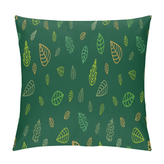 Personality  Green And Golden Wrapping Leaves On Emerald Background.  Pillow Covers