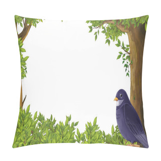 Personality  Illustration Of A Cute Bird Sitting In The Forest  Pillow Covers