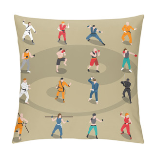 Personality  Martial Arts Isometric People Set Pillow Covers