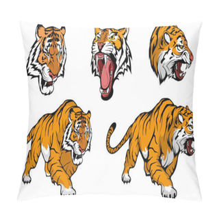 Personality  Tiger Vector Set , Vector Graphic To Design Pillow Covers