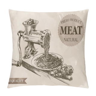 Personality  Sketch Of Meat Grinder Pillow Covers
