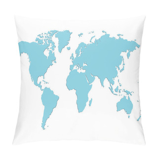 Personality  Vector Blue Blank World Map. Pillow Covers