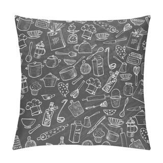 Personality  Seamless Texture With Kitchen Utensils Pillow Covers
