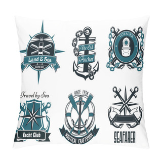Personality  Retro Marine And Nautical Heraldic Emblems Pillow Covers