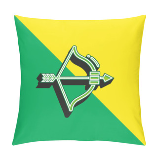 Personality  Bow And Arrow Green And Yellow Modern 3d Vector Icon Logo Pillow Covers