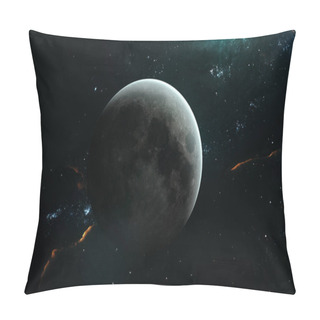 Personality  The Moon In Turquoise Light. Solar System, Nebulae, Star Clusters. Science Fiction Art. Elements Of The Image Were Furnished By NASA Pillow Covers