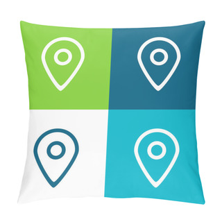 Personality  Big Map Placeholder Outlined Symbol Of Interface Flat Four Color Minimal Icon Set Pillow Covers