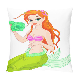 Personality  Beautiful Mermaid With Sea Shell Pillow Covers