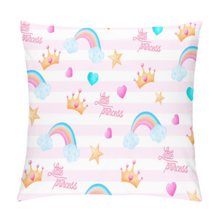 Personality  Cute Pattern With Lovely Elements Little Princess Vector Design Illustration Pillow Covers