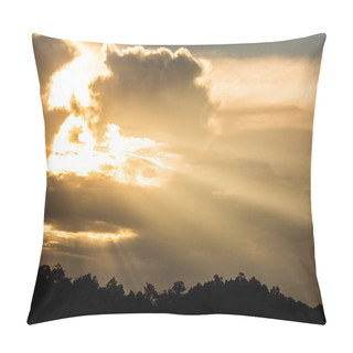 Personality  Calm Landscape With Stormy Sky Where Sun-rays Get Through The Cl Pillow Covers